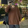 Suéter Masculino Gola Redonda Cor Sólida Outono 2026 Solto Casual Camisa Base Estilo Coreano Tendência Marca Ins Tricô