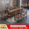 Nuevo Juego de Mesa y Sillas de Té Estilo Chino, Mesa de Té de Oficina de Madera Maciza, Juego para el Hogar, Mesa Pequeña Integrada para Preparar Té en el Balcón