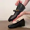 Versão em Pele de Ovelha~Sapatos Mary Jane Femininos com Salto Escondido, Bico Redondo, Tira Única, Versátil para o Dia a Dia, Boca Rasa, Estilo Francês, Sapatos de Salto Único Elegantes