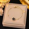 Pulsera de Acero de Titanio Flor de Cinco Pétalos sin Color para Mujer, Moda Simple para Combinar con Todo, Pulsera Flor de Ciruelo, Tendencia de Internet, Simple, Elegante, Producto Único