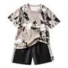 Conjunto de Camisetas Deportivas de Manga Corta de Secado Rápido para Niños Niñas Seda de Hielo Secado Rápido Transpirable Conjunto de Dos Piezas Traje de Running Venta al por Mayor