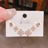 Nuevo Producto 2025 Circonita Cuadrado Geométrico Tres Pares de Pendientes para Mujer Estilo Coreano Aguja de Plata Set de Alta Gama de 6 Piezas de Pendientes