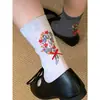 Calcetines de Media Pantorrilla de Alta Calidad, Dulces y Femeninos, para Primavera y Verano, con Ramo Floral Jacquard y Accesorios de Moño