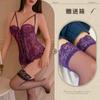 Ting Xiang Yujie Nocturno Atractivo Correa de Perspectiva Ropa Interior Sexy Pecho Pequeño Fruncido Cintura Plástica Sin Costuras Mono