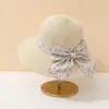 Moda Festiva Verano Lazo Sombrero de Paja Papel Estilo Coreano Sombrero Sombrero de Paja Jugador Playa Sombrero para el Sol Adelgazante Sombrero de Paja para Mujer