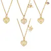 Corrente de Clavícula Estilo Coreano Mais Vendida Cruzada Aço Inoxidável Banhado a Ouro 18k Pingente de Coração com Zircônia Colar de Clavícula Joias para Mulheres