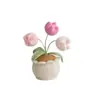 Flores de Lana Tejidas a Crochet Nuevas Hechas a Mano Tulipán Adornos en Maceta Tejido de Boutique Flor Inmortal Flores Decorativas en Maceta