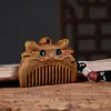 Peine de Masaje Meridianos Tallado de Sándalo Verde, Artesanía de Madera para Mujeres, Peine de Bolsillo Portátil Estilo Antiguo, Colgante de Paisaje, Accesorio para Bolso