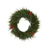 Corona de Navidad artificial de cedro con bayas rojas, piñas y hojas de ciprés para colgar en la puerta, guirnalda de decoración navideña vintage nórdica