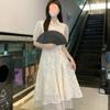 [Prática Original] Novo Top com Fivela de Temperamento Chinês Vestido de Alça Cheongsam Melhorado Fato Saia