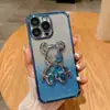 Funda para teléfono de oso con purpurina galvanizada y arena movediza para Samsung S24ULTRA anti-caída A54 tendencia NOTE20 purpurina