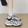 Zapatillas casuales de bloques de color estilo coreano, zapatillas versátiles estilo universitario tipo "dad shoes", zapatos de plataforma gruesa para aumentar la altura de mujer, zapatos de moda para ir al trabajo y para estudiantes