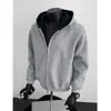 Sudadera con capucha Neverneed American Cleanfit para Hombre y Mujer Corte Amplio Corta Doble Cremallera Chaqueta Cardigan de Contraste