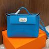 Retro Europeo y Americano Piel de Vaca de Primera Capa 2424 Bolso Kelly Mini Bolso Dumpling de Cuero Genuino Bolso de Hombro de Moda Bolso Cruzado Bolso de Mujer