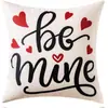 Funda de almohada para el Día de San Valentín transfronteriza, Funda de cojín para sofá de lino para el hogar con estampado, Funda de cojín colorida y apta para la piel para la oficina