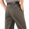 Pantalones de papá Primavera y Otoño para Hombre de Algodón Sueltos Rectos Cintura Alta Tiro Medio Pliegues Dobles Casuales Tallas Grandes para Hombre
