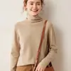 Suéter de cachemira con cuello alto para mujer, cachemira de cabra de color liso, manga larga, moderno y versátil
