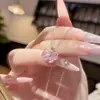 Novo colar de aço titânio com borboleta de zircônia colorida para mulheres com elementos de coração, diamantes rosa e roxos, corrente clavicular, joias de alta qualidade