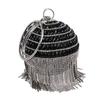 Elegante Bolso Redondo de Noche, Estilo Europeo y Americano, Bolso de Mano Exquisito con Borla para Mujer, Moderno y Versátil, Adecuado para Vestidos y Bodas