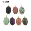WT-P1912 Estilo INS Ouro 18K Galvanizado Real Pingente de Pedra Natural Semi-Preciosa Formato de Ovo Pendente de Garra Europeu e Americano Mais Vendido