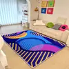 Tapete de Chão Antiderrapante para Sala de Estar, Lavável à Máquina, Fácil de Cuidar, Estilo Pop Geométrico, Cor Dopamina, Lã Imitação Transfronteiriça