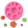 Molde de silicone de flor rosa uniforme 9 cavidades para bolo, doce, decoração de chocolate