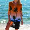 3D Mujer Fábrica de Origen Bikini Abrigo Camisa Traje de Baño Cárdigan Playa Estampado de Palmera Blusa de Playa Vacaciones