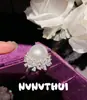Anillo de Flor de Racimo de Perlas Blancas Australianas Luna Blanca, Anillo de Diseñador de Alta Gama para Mujeres Ricas, Anillo de Huevo de Paloma de Vid