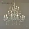 Nuevos accesorios para bodas: Candelabro de cristal acrílico estilo europeo de doble capa, decoración de techo de hierro forjado para salón de bodas, marcador de pasillo de escenario T.