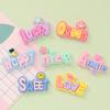 Bonita placa con palabra "Amor" en inglés, hecha a mano, de goma color crema, para funda de teléfono, horquilla, hebilla de zapato, colgante de resina, accesorios de joyería al por mayor