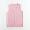 Fábrica de Punto al por Mayor 21 Colores Uniforme Jk Chaleco de Color Liso Estilo Japonés Cuello en V Jersey Chaleco de Punto Otoño e Invierno