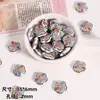 Contas cerâmicas redondas e chatas pintadas com desenhos de pônei e flor, contas de porcelana para acessórios de pulseira e colar artesanais DIY