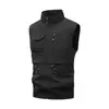 Chaleco Chaqueta de Trabajo Multifuncional Casual para Hombre con Cuello Alto y Múltiples Bolsillos para Fotografía al Aire Libre Pesca Estilo Montaña