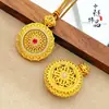 Tienda de Oro Mismo Estilo Oro Antiguo Chapado Diamante Rojo Rosa Girasol Brújula Colgante Ventana de Rosa Giratoria Brújula Cadena para Suéter
