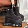Botas de moda con plataforma de suela gruesa para mujer, nuevo estilo de moda 2026, piel de ante, retro, botines Chelsea que aumentan la altura para mujeres bajitas