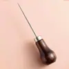 Punção sólida de aço, em forma de cabaça, para perfuração manual, fabricação de calçados, conserto de calçados, punção reta, costura, punção com cabo de madeira, ferramenta para fabricação de calçados