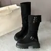 Botas altas para mujeres petite, de suela gruesa, hasta la rodilla, nuevo estilo otoño/invierno 2025, botas de plataforma, botas de montar altas
