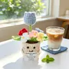 Muñecas de plantas tejidas a mano transfronterizas, decoraciones de plantas tejidas, flores artificiales de ganchillo para fiestas
