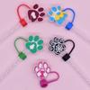 Huella de pata de cachorro linda fiesta DIY cubierta para pajita tapón de polvo PVC funda de pajita de dibujos animados tapa de pajita accesorios decorativos