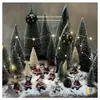 Mini Árbol de Navidad Cedro Mesa Pequeño Papá Noel Decoraciones Creativas para Ventana Adornos de Reno Muñeco de Nieve Regalos