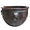 Vaso grande de cerâmica de Jingdezhen com orelhas de leão, tanque de água de grande capacidade para peixes de pátio e cultivo de lótus, vaso feng shui com cabeça de animal estilo antigo para uso doméstico