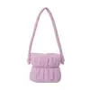 Bolso de Plumas de Moda Transfronterizo Bolso Cubo Esponjoso de Nicho Bolso de Algodón Macarrón de Tela de Nylon para Mujer Bolso de Hombro Moderno