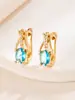Pendientes cruzados Shein nuevos de cristal color rojo granate ovalado con detalles en dorado champagne para mujer, accesorios de moda elegantes y sencillos