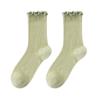 Calcetines de Verano hasta la Pantorrilla para Mujer, Calcetines Finos de Malla Transpirables con Felpa, Calcetines Populares Estilo Miumiu, Calcetines de Encaje sin Costuras para el Postparto