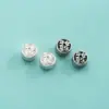 Contas Pequenas Espaçadoras de Prata Esterlina S925, Contas Soltas de Paz e Alegria, Contas Soltas Redondas, Contas para Pulseira de Corda Artesanal DIY, Acessórios DIY