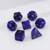Dados poliédricos sintéticos de ojo de gato azul mediano, poliedro tallado digitalmente, dados de siete palos para DND y TRPG Z01