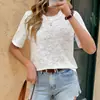 Nova Coleção Primavera/Verão 2026 Camiseta Pulôver Jacquard Tricotado Cor Lisa Casual Diária Versátil Top com Laço de Contas para Mulheres