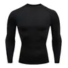 Mallas Deportivas Nuevas Transfronterizas para Hombre Ropa para Correr Fitness Cuello Redondo Secado Rápido Alta Elasticidad Ropa de Entrenamiento Top de Compresión