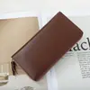 Cartera Larga de Cuero Genuino para Mujer, Nuevo Estilo Portamonedas y Tarjetas, Cartera de Piel de Vaca Curtida al Vegetal de Primera Capa, Cartera de Cuero con Cremallera, Billetera