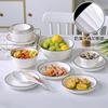 Tigela de jantar doméstica prato moderno simples linha preta cristal cerâmica talheres grande tigela de sopa prato prato prato